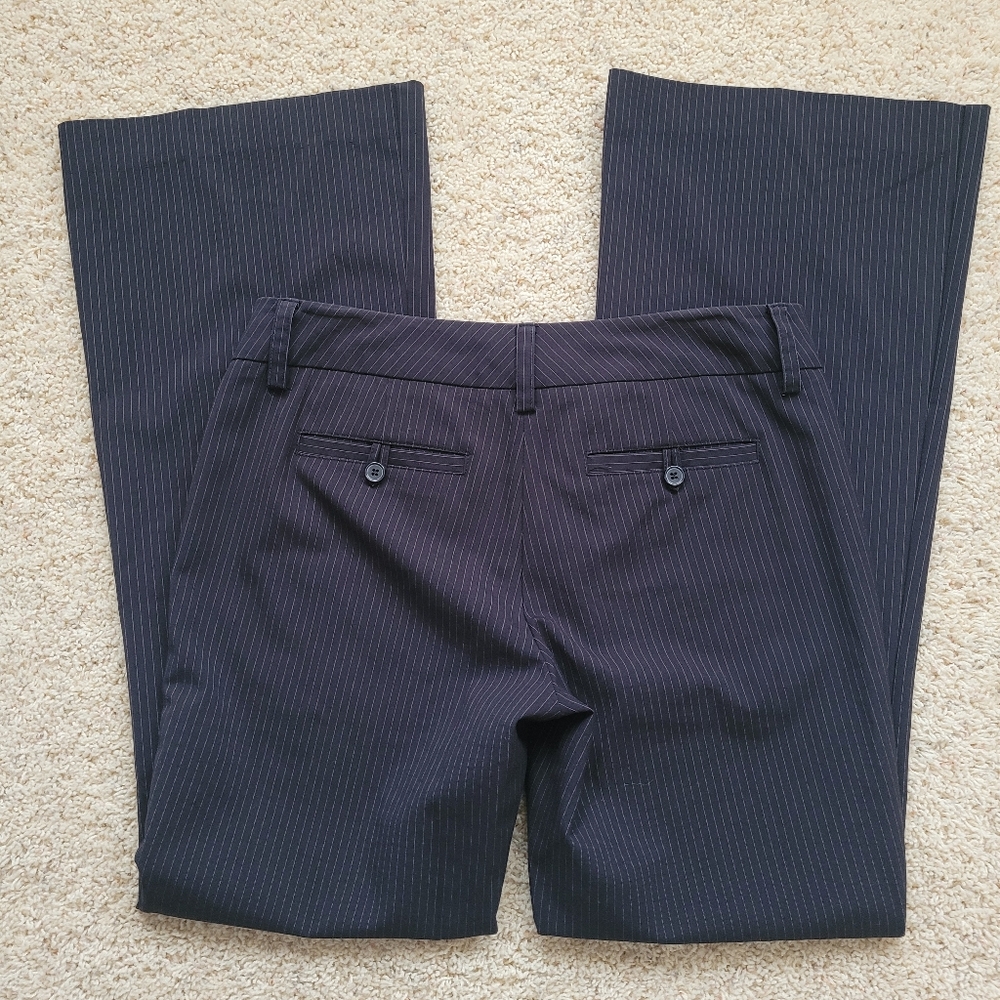 NY & Co Stretch Black Trouser Dress Pants with Gray Stripe 6 - Picture 6 of 9